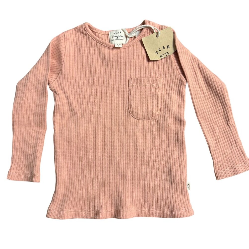 Dear Hayden Organic Cotton Ribbed Long Sleeve Toddler Shirt 18-24 Months NWT
